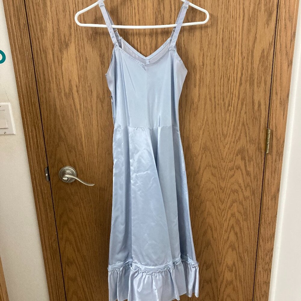 Vintage 30s 40s Blue Gray Acetate Slip Dress - Size 32